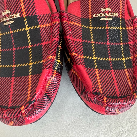 NEW COACH Marley Driver Red Plaid Print Slip-On Loafer Size 8.5 - Picture 3 of 5
